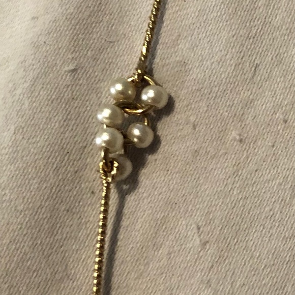 Gold Choker with Clusters of Pearl-looking Little White Beads - Picture 5 of 6